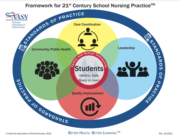 NASN’s Framework for 21st Century School Nursing PracticeTM (the Framework) provides structure and focus for the key principles and components of current day, evidence-based school nursing practice. 